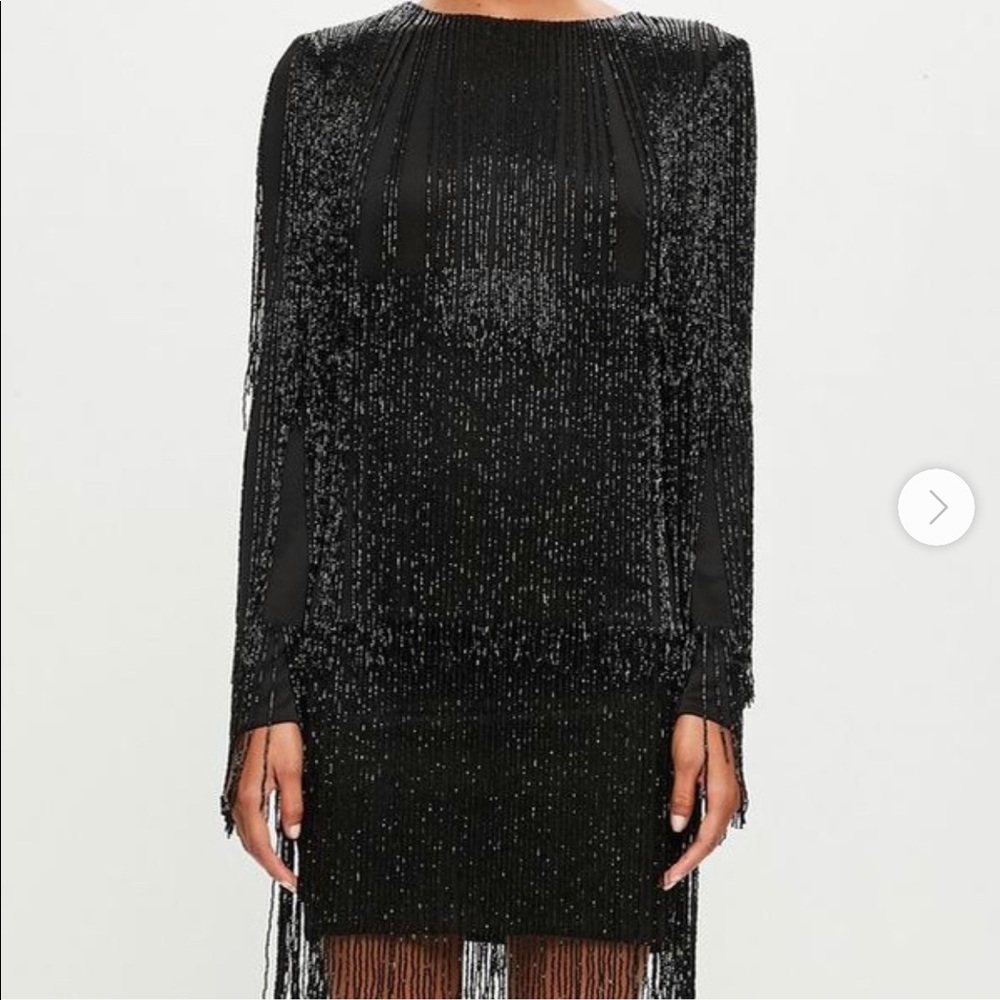 peace+love long sleeve sequin tassel mini dress